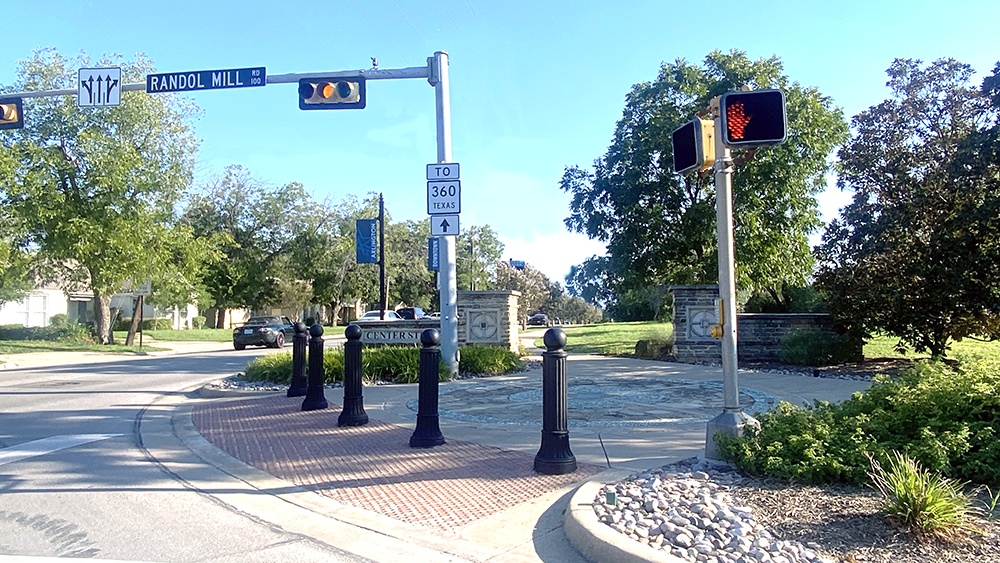 Northern border of Town North at the intersection of Center Street and Randol Mill Road.